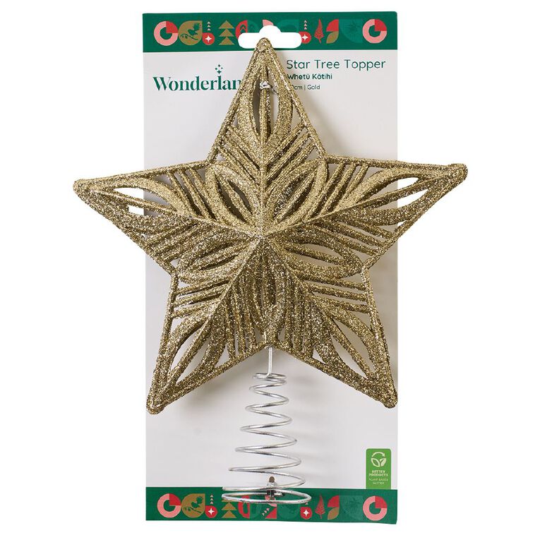 Wonderland Christmas Tree Topper Gold 20cm, , hi-res