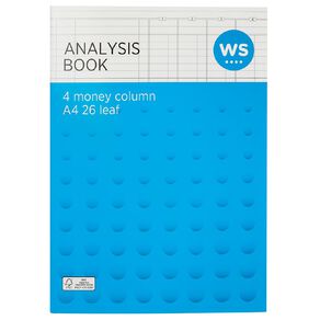 WS Analysis Book Limp 4 Column Green Mid A4
