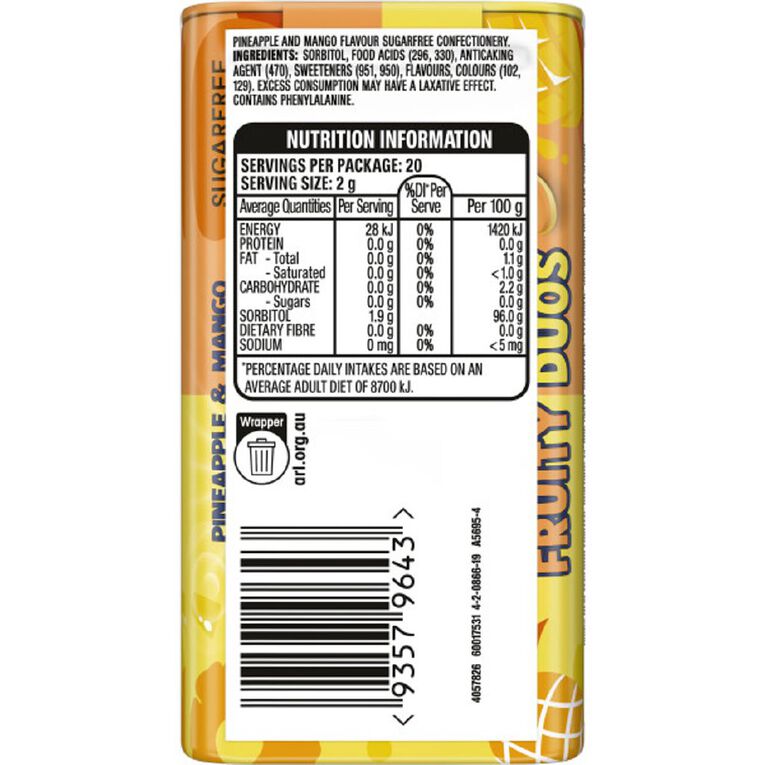 Eclipse Fruity Duos Sugarfree 40g, , hi-res