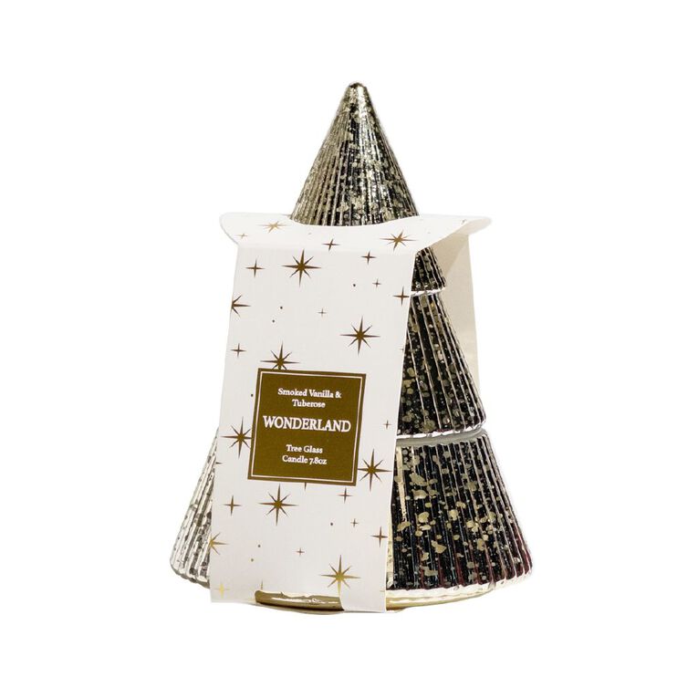 Wonderland Home Christmas Tree Glass Candle 7.8oz Gold, , hi-res