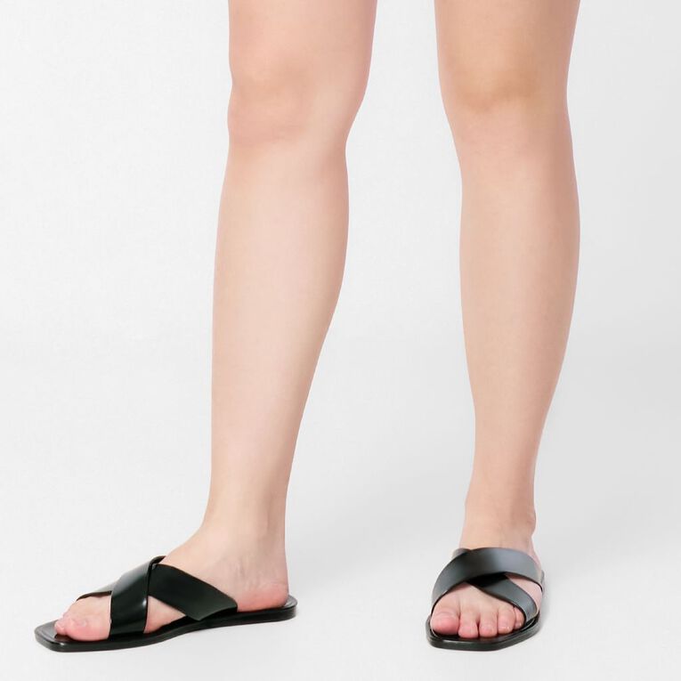 H&H Women's Poppy Xover Slides, Black, hi-res