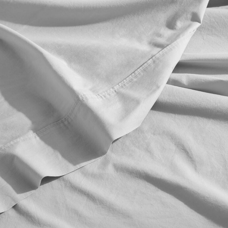 Living & Co 100% Washed Cotton Sheet Set Sand Double, Sand, hi-res