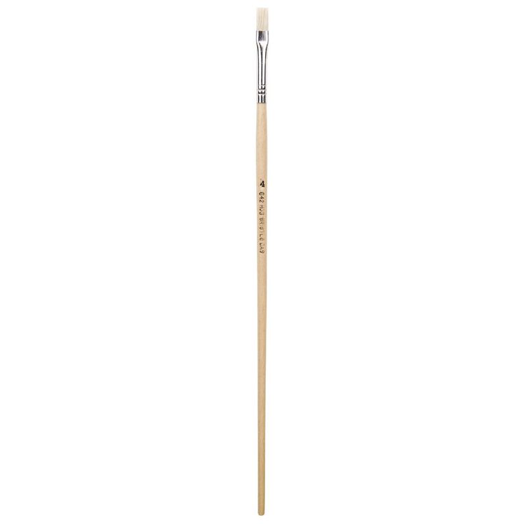 DAS Brush Long Handle Hog Bristle Flat #4 White, , hi-res