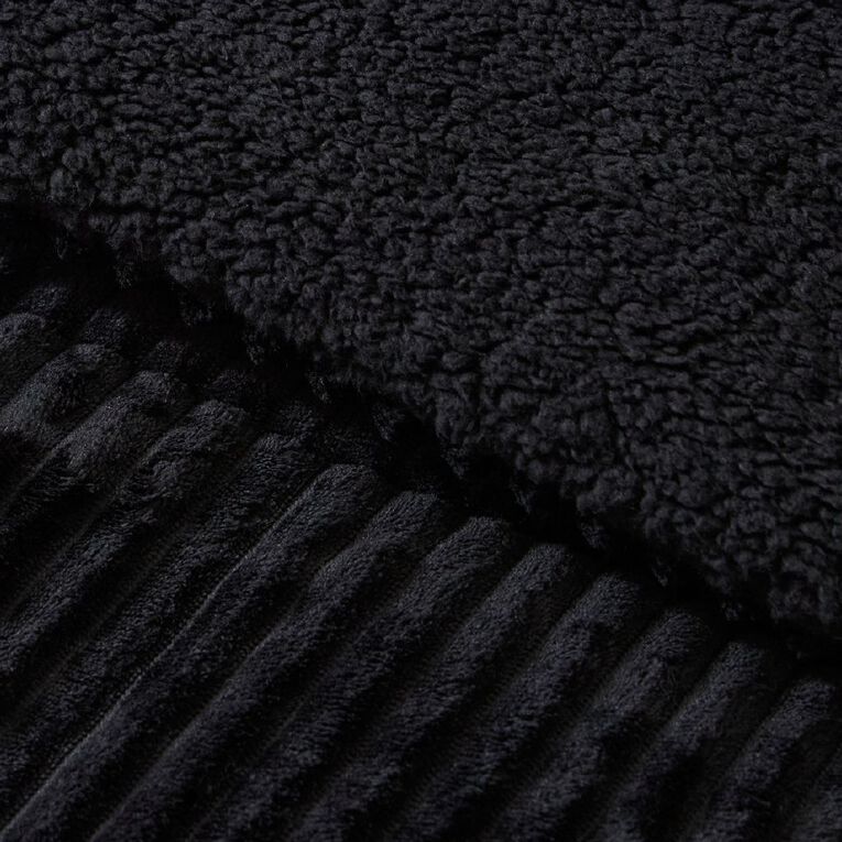 Living & Co 3 Piece Comforter Jacquard Ribbed Black Super King, , hi-res