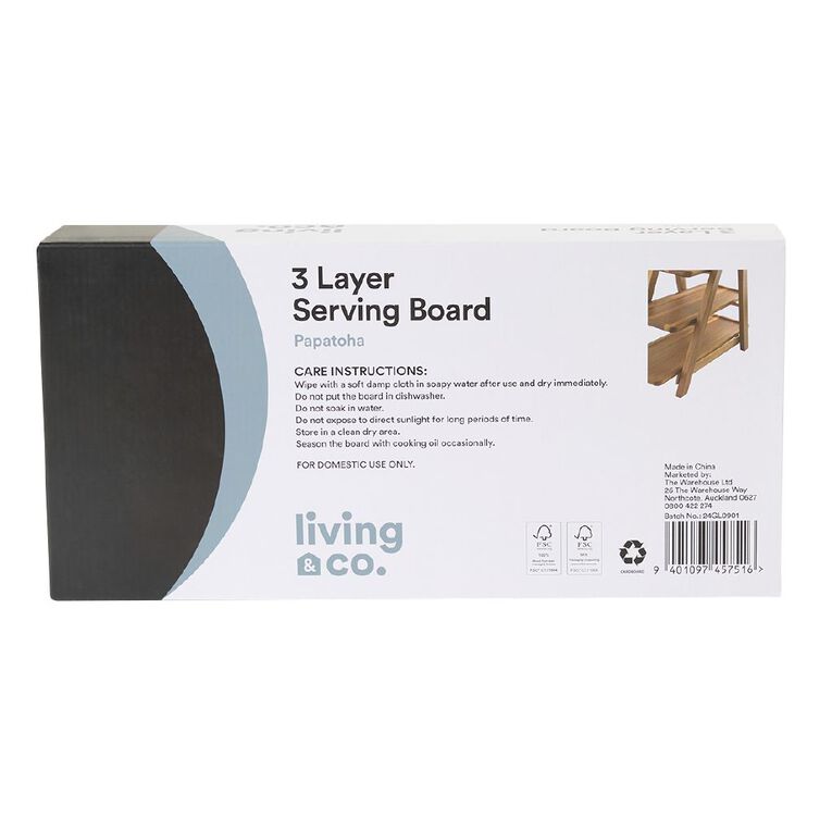 Living & Co 3 Layer Serving Board Natural, , hi-res