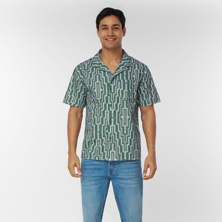 Karanga Ink Men's Short Sleeve Shirt, Green Dark, hi-res