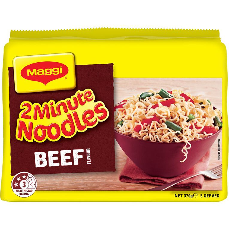 Maggi 2 Minute Noodles Beef 5 Pack, , hi-res