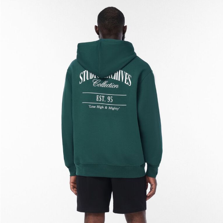 Garage Men's Graphic Print Hood Sweat, Green Dark, hi-res