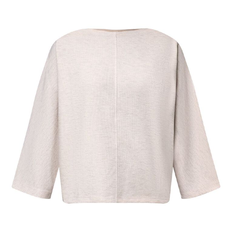 H&H Women's 3/4 Sleeve Brushed Batwing Top, Natural, hi-res