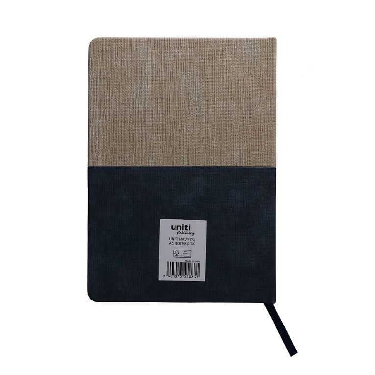 Uniti Stationery A5 Navy Polyurethane Notebook, , hi-res