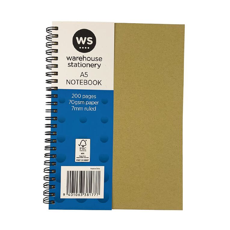 WS Notebook Wiro Kraft 200 Pages Assorted A5, , hi-res