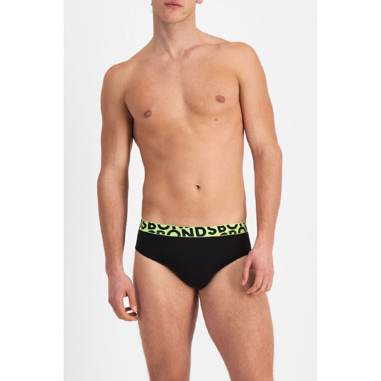 B FOR BONDS Men's Logo Briefs 4 Pack, Black, hi-res