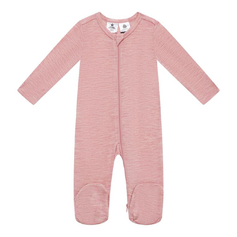 Young Original Babies' Merino Zip-Thru All-in-One, Pink Mid, hi-res