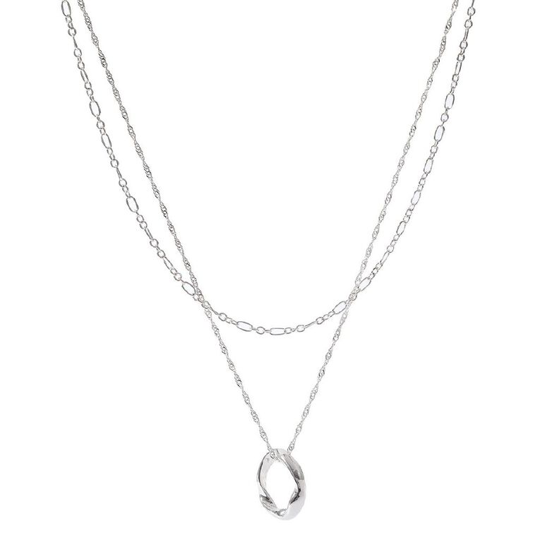 H&H Circle Silver Necklace, , hi-res