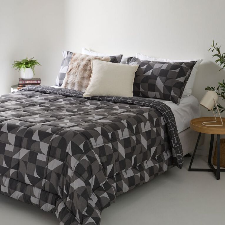 Living & Co 3 Piece Comforter Nova Grey King, , hi-res