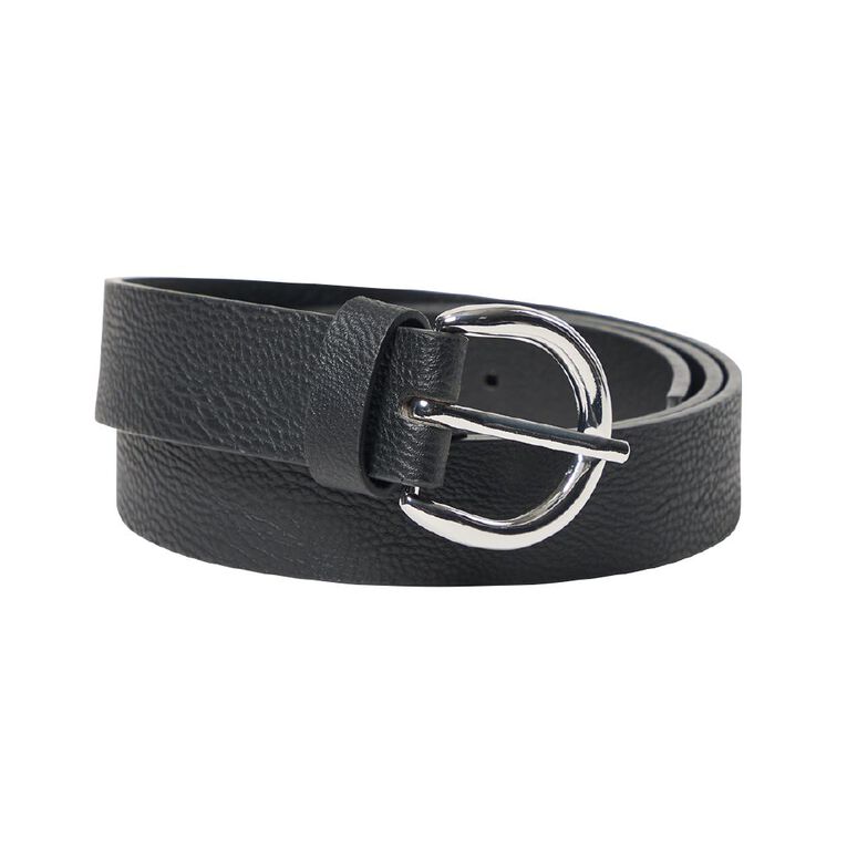 H&H Women's Jean Round Buckle Belt, Black, hi-res