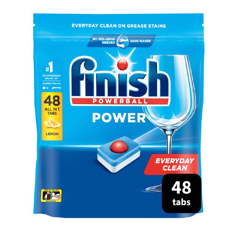 Finish Power Dishwashing Tablets Lemon 48 Pack, , hi-res
