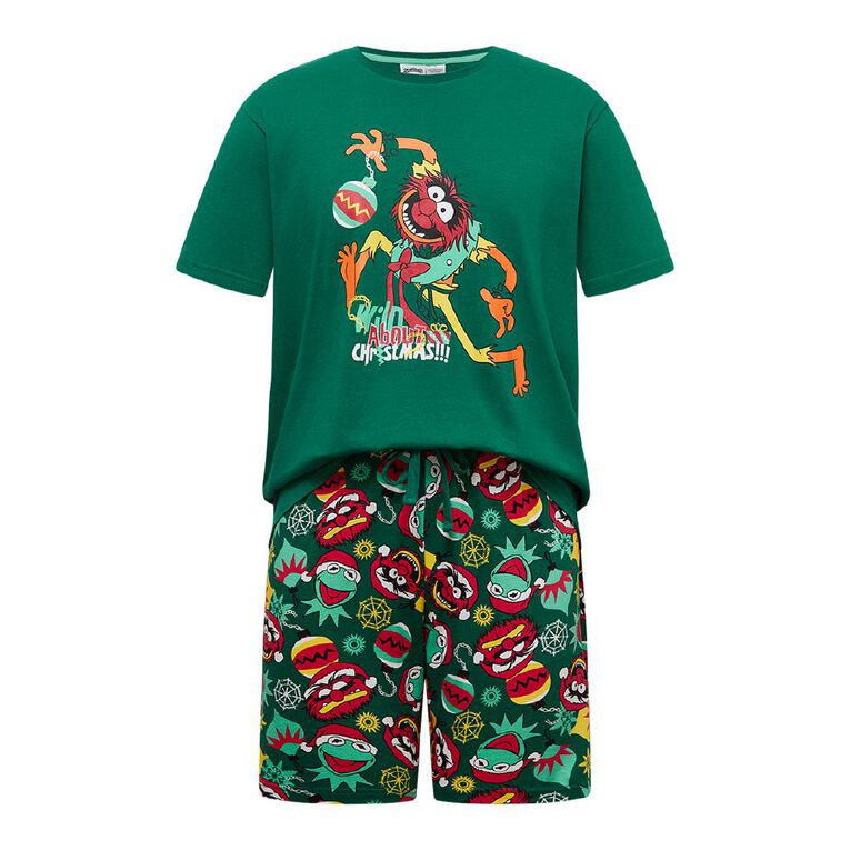 Muppets Tshirt and Short Pyjama Set, Green Mid, hi-res