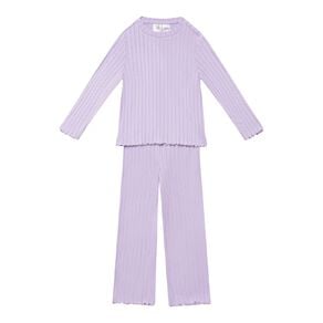 H&H Girls' Brushed Rib Long Sleeve Pyjama Set