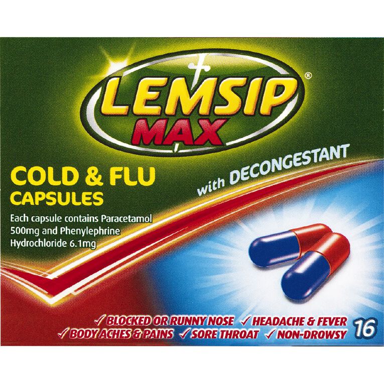 Lemsip Cold & Flu Decongestant Capsules 16s - LIMIT OF 2 PER CUSTOMER, , hi-res