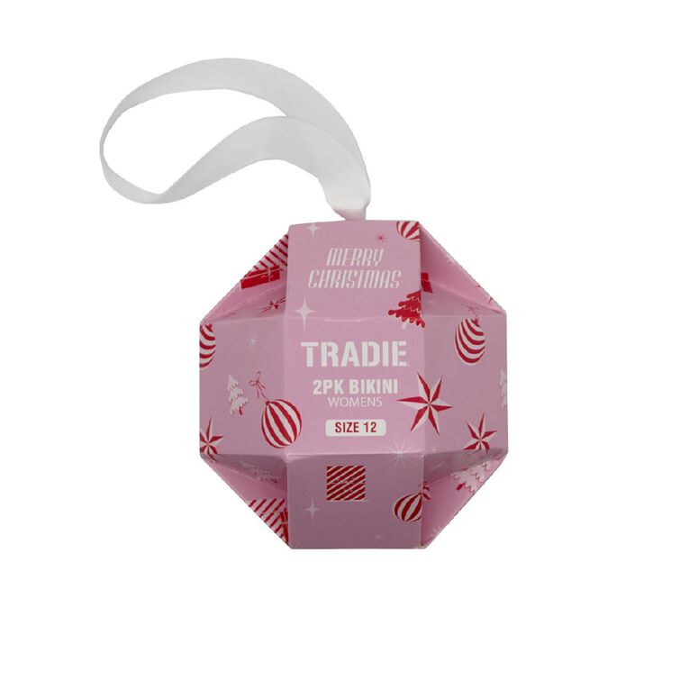 Tradie Women's Christmas Bauble Bikini 2 Pack, Pink, hi-res