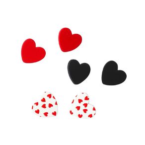 Heart Stud Earrings 3 Pairs