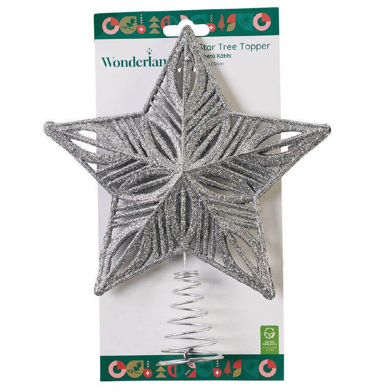 Wonderland Christmas Tree Topper Silver 20cm, , hi-res