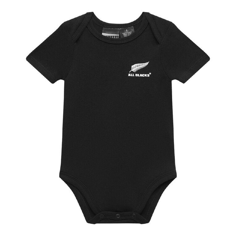 All Blacks Babies' Short Sleeve Printed Bodysuit 3 Pack, Black, hi-res