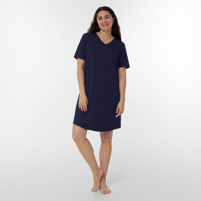 H&H Women's Comfy Tee Nightie, Blue Dark, hi-res