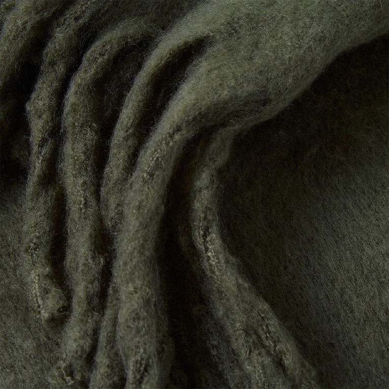 Living & Co Throw Faux Mohair Green Dark 127cm x 152cm, , hi-res