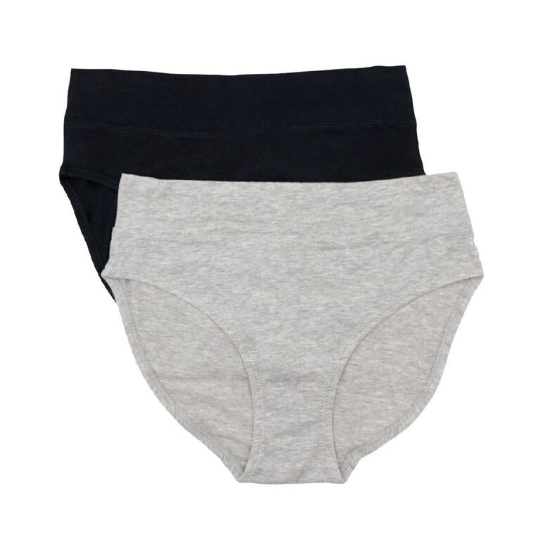 Underworks Women's Hi-Cut Briefs - 2 Pack, Black/Grey, hi-res