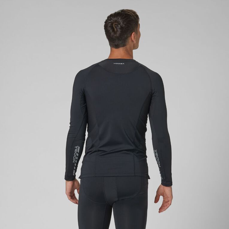 KooGa Men's Long Sleeve Compression Tee Black BLACK The Warehouse