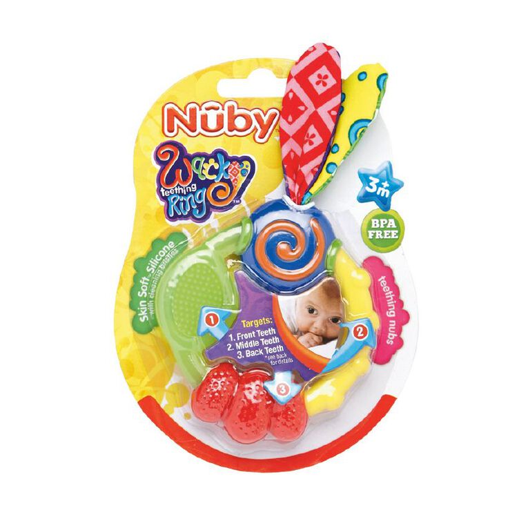 Nuby Wacky Teething Ring Multi-Coloured, , hi-res