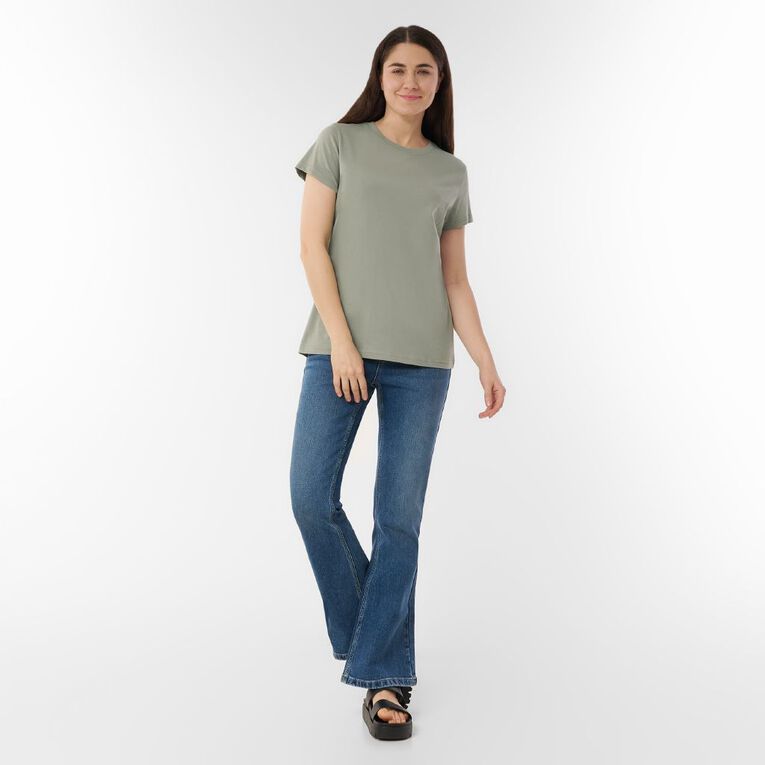 H&H Women's Short Sleeve Crew Neck Cotton Tee, Grey Mid, hi-res