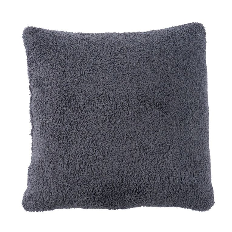 Living & Co Cushion Sherpa Charcoal 45cm x 45cm, , hi-res