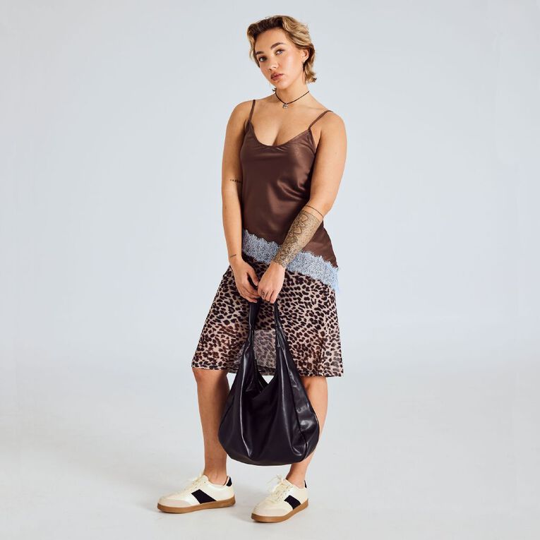 BRDRLESS Amelia Lace Trim Cami, Brown Dark, hi-res