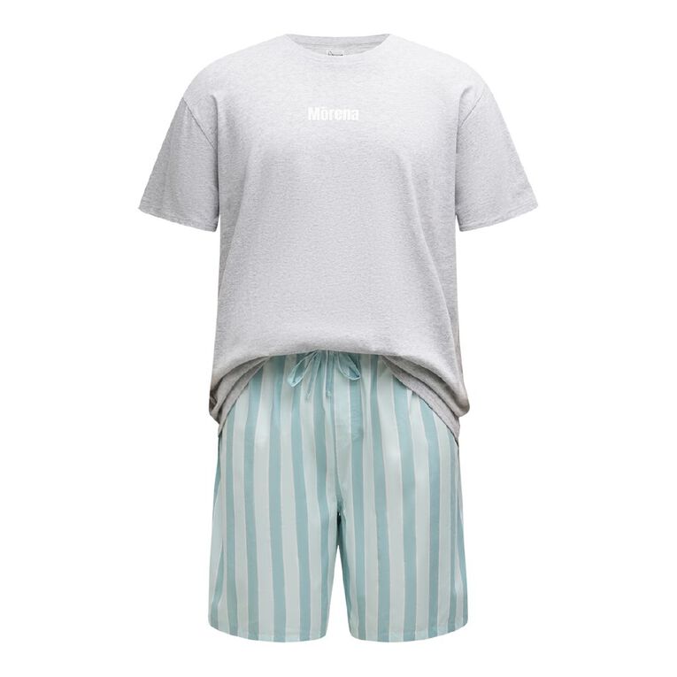 H&H Men's Knit and Woven Short Pyjama Set, Green Mid, hi-res