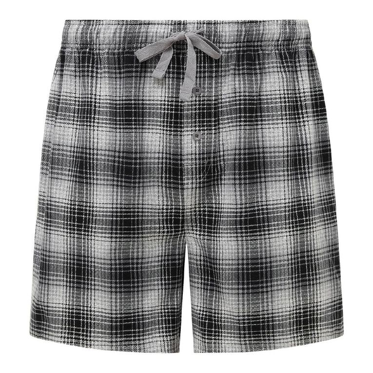 H&H Men's Flannel Pyjama Shorts, Grey Mid, hi-res