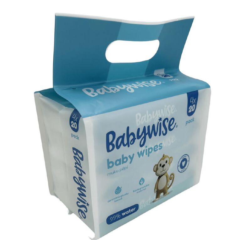 Babywise Wipes 99% Water Fragrance Free 4 x 20 Pack, , hi-res