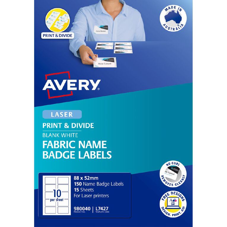 Avery Fabric Name Badge 150 Laser Labels, , hi-res