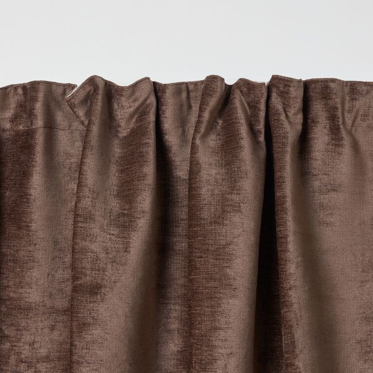 Living & Co Luxe Curtains Brown Mid 150-230cm Wide/205cm Drop, , hi-res