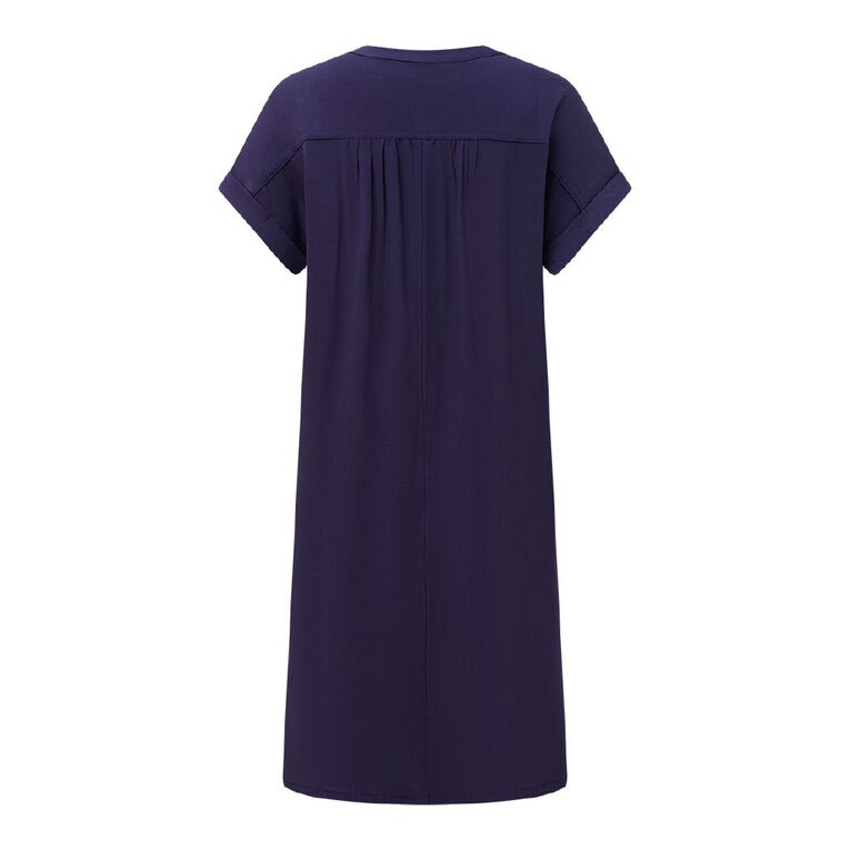 H&H Women's Short Sleeve Popover Tunic, Blue Mid, hi-res