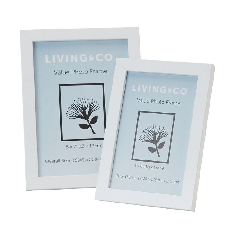 Living & Co Value Photo Frame White 5in x 7in, White, hi-res