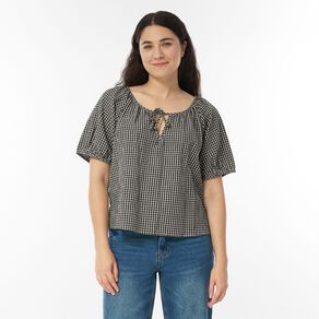H&H Women's Short Sleeve Boho Tie Blouse