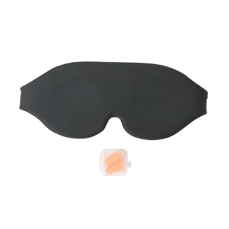 Living Co Padded Eyemask with Earplugs Black Black The Warehouse