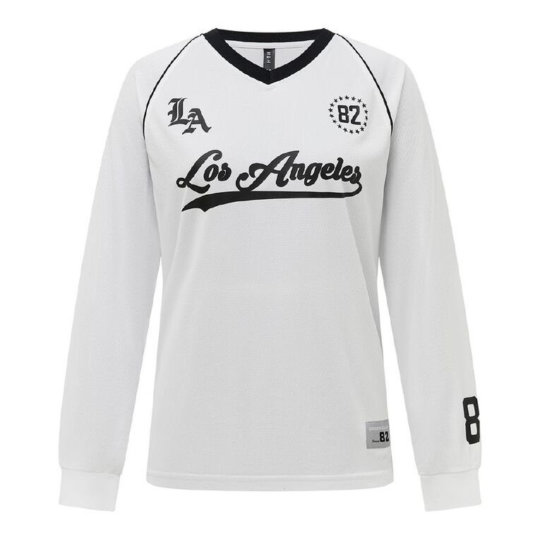 H&H Women's Long Sleeve Raglan Sports Tee, White, hi-res