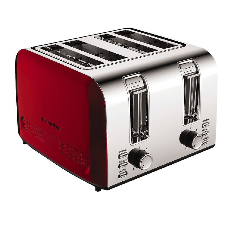 Living & Co Toaster 4 Slice Red Red The Warehouse