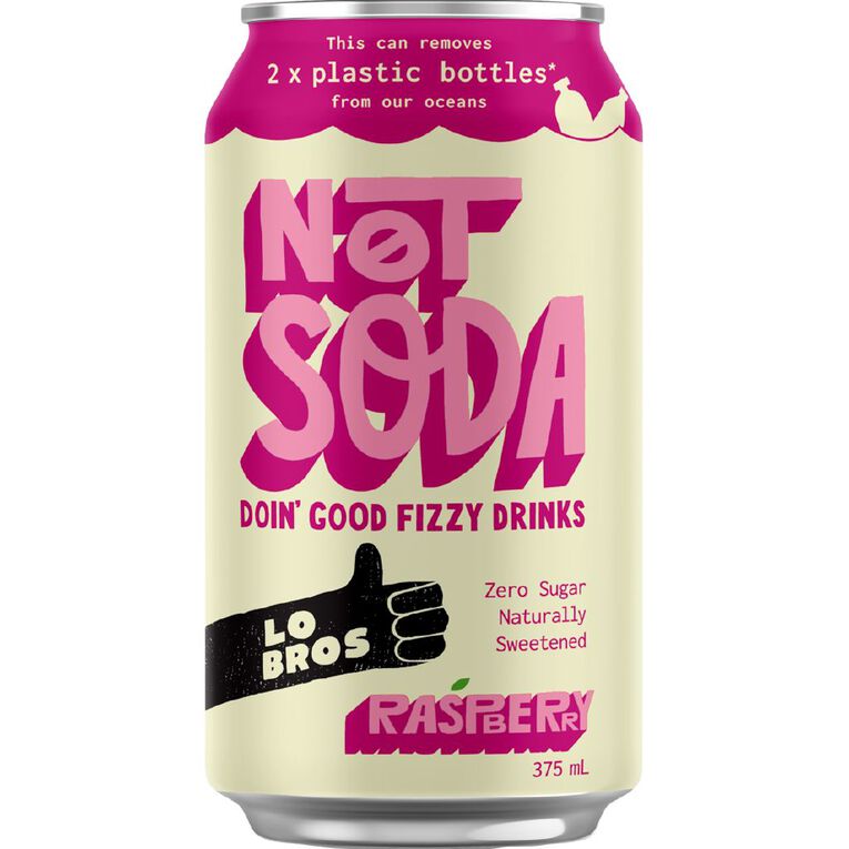 Lo Bros Not Soda Raspberry 375ml, , hi-res