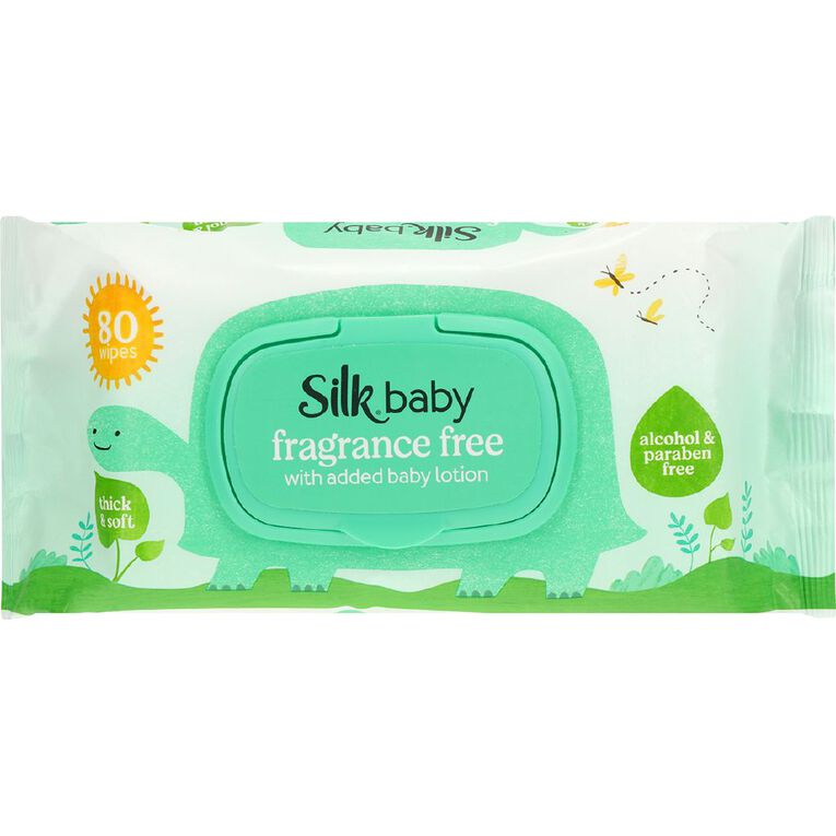 Silk Baby Wipes Fragrance Free 80 Pack, , hi-res