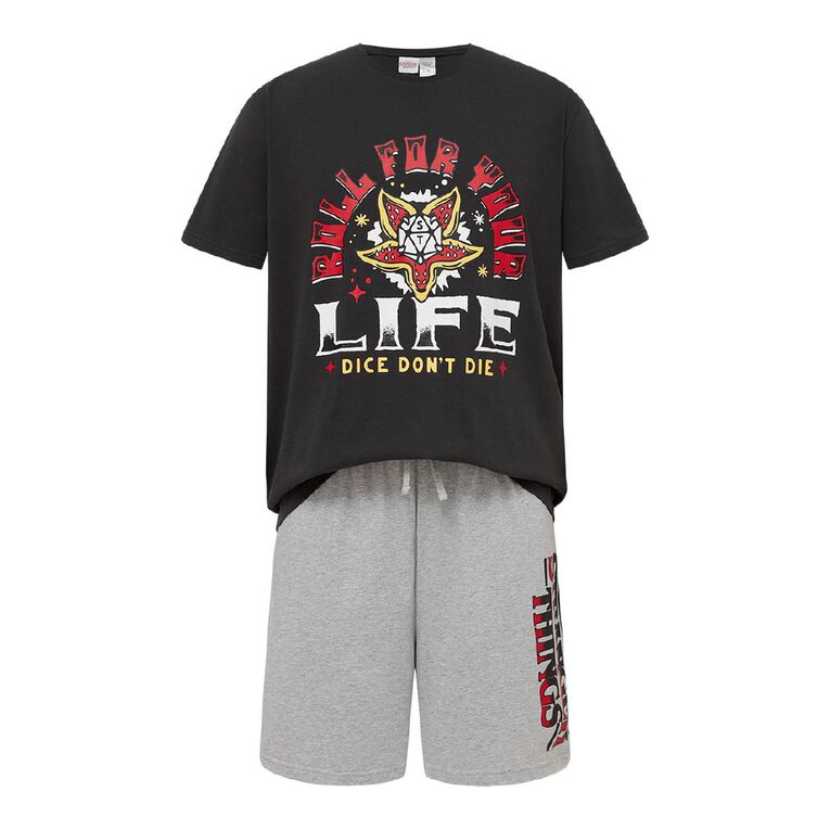 Stranger Things Men's Tee and Short Pyjama Set, Black, hi-res